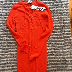 Ganni Bright Orange Wool Knitwear
